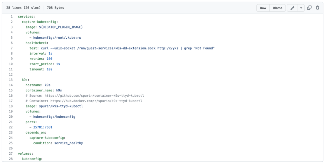 A snippet of code demonstrating a kubeconfig file stored in a shared volume to be accessed by other containers.