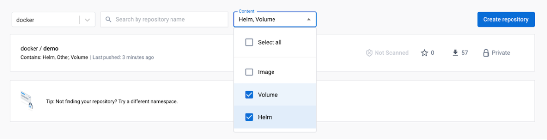 Volume type selection